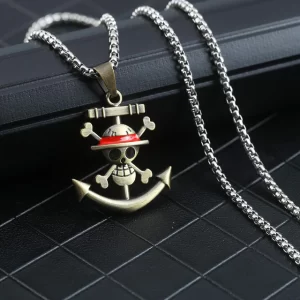 Collier One Piece Ancre Jolly Roger Mugiwara